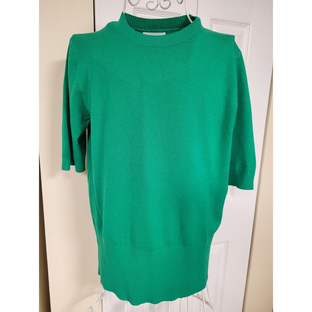 Korye Womens Crew Neck Fine Knit Sweater Cucumber Green‎ Stretch Top Size ML
